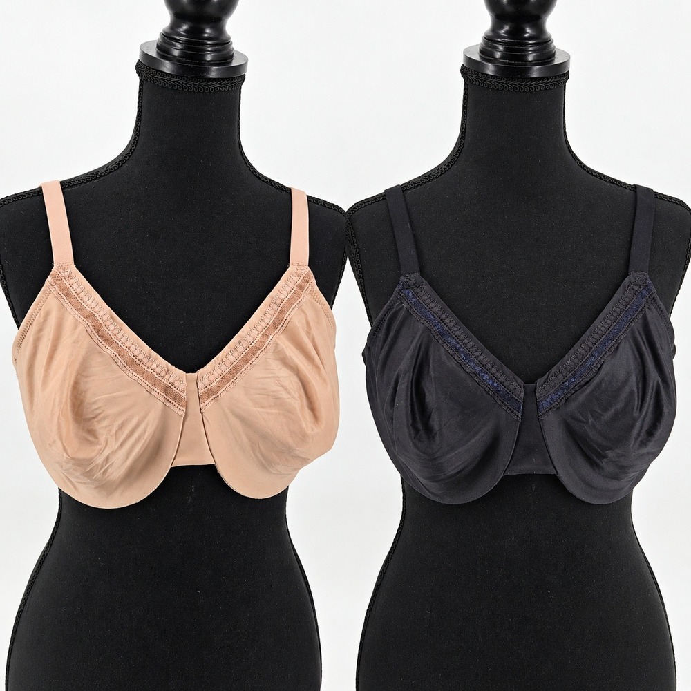 Wacoal Perfect Primer Underwire Bra Lot 2 Pack Black Nude Coquette Chic 38DD GUC